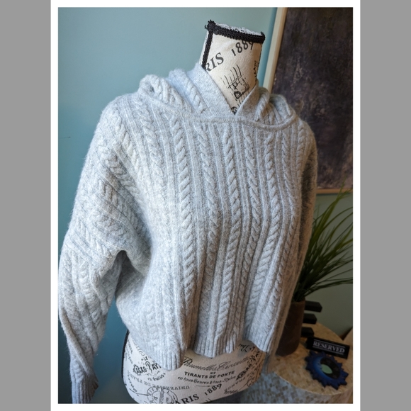 Express Light Grey Hooded Sweater - Picture 12 of 12